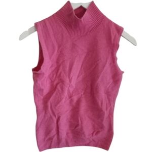 Privé Soft Pink Cashmere Sleeveless Turtleneck Sweater- Size S - New Without Tag
